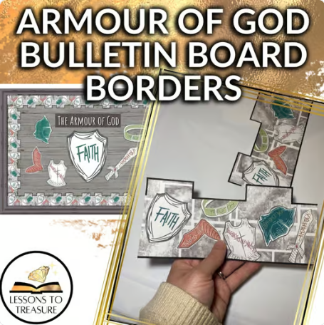 Christian bulletin board Bible religious Armor of God borders